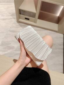 1 件经典褶皱缎面设计正式晚礼服派对手拿包，优雅适合舞会、婚礼、舞会舞蹈信封链包，时尚派对包，非常适合派对、婚礼、舞会、晚宴/宴会、必备婚礼物品，完美搭配毕业礼服、舞会礼服