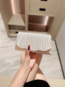 1 件经典褶皱缎面设计正式晚礼服派对手拿包，优雅适合舞会、婚礼、舞会舞蹈信封链包，时尚派对包，非常适合派对、婚礼、舞会、晚宴/宴会、必备婚礼物品，完美搭配毕业礼服、舞会礼服