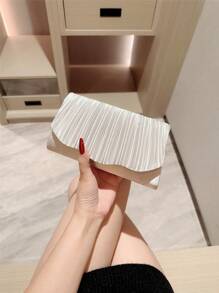 1 件经典褶皱缎面设计正式晚礼服派对手拿包，优雅适合舞会、婚礼、舞会舞蹈信封链包，时尚派对包，非常适合派对、婚礼、舞会、晚宴/宴会、必备婚礼物品，完美搭配毕业礼服、舞会礼服