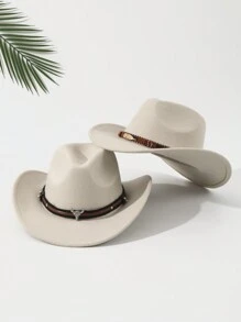 2 szt. Unisex haftowany kapelusz przeciwsłoneczny z motywem głowy bydła, kapelusz kowbojski/kowbojski, kapelusz plażowy boho, miękki filcowy kapelusz fedora, swobodny kapelusz z włókna poliestrowego na każdą porę roku