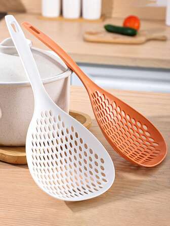 1pc Soft Plastic Quality Large Colander Kitchenware, Noodle Spoon, Dumpling Spoon, Large Colander Spoon