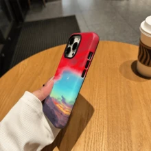 1 件二合一火红云丝滑 3D 创意图案毛毡面料手机壳适用于 iPhone 16 - 亮面二合一 - 查看 5