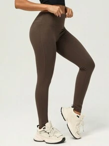 Women's No Front Seam Yoga Pants,Fitness Booty Lifting Athletic Leggings - Coffee Brown - View 3