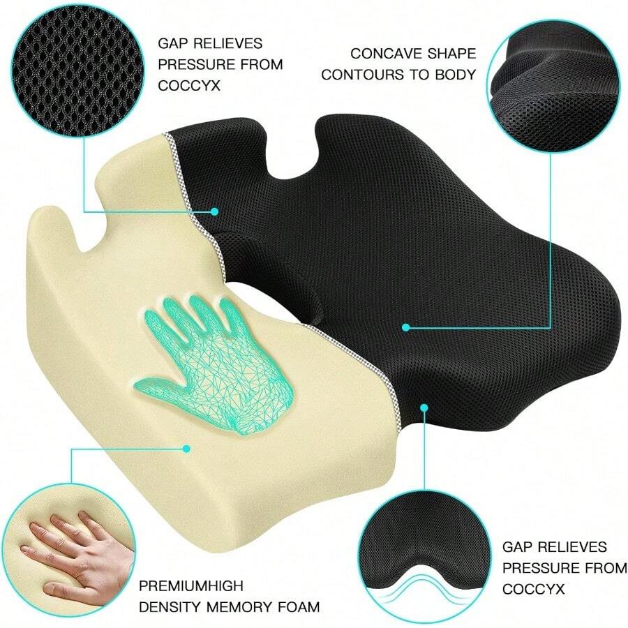 Memory Seat Cushion For Office Chairs To Relieve Sciatica And Back Pain