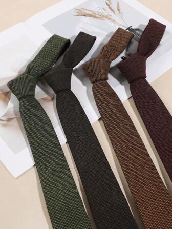 1 pieza Corbata informal de hombre con estampado de cuadros y textura, estilo universitario, suave al tacto, adecuada para la escuela, el trabajo y el uso diario