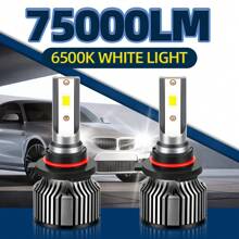 2pcs LED Car Headlight 9005 9006 H13 H11 H7 H4 H1 Car Headlights High Low Beam, 190W 75000LM 800% Brighter 6500K White Canbus Fast Silent Fan Bright 3570 CSP Chip Plug-N-Play