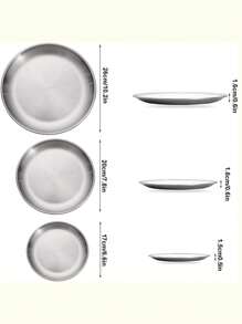 1-4-6-10-Piece Stainless Steel Dinner Plates, 6.6In 7.8In10.2In Round Kitchen Metal Dish Plates, Rust-Proof Camping Serving Plates For BBQ, Snack, Salad, Appetizer, Fruit,Cook