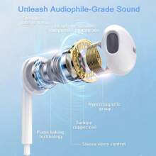 1pc Apple Wired Earphone With Noise Isolation, Built-In Microphone And Volume Control, High-Fidelity Stereo Sound Compatible With IPhone 16 15 14 13 12 11, And Other Audio Recording Devices, With Type-C/3.5mm/Lightning Port Plugs - White - View 2