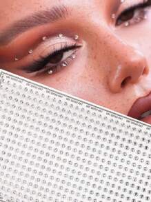 1 件多面 3D 银色和白色水晶水钻贴纸，Y2K 脸部珠宝装饰，适用于女性、音乐节、万圣节派对、头发、眼睛、脸部、身体装饰 - 白色 - 查看 1