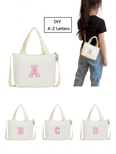 1Pc New Mini Casual Versatile And Diy 26 Letter Crossbody Bag For Back To School Season, Suitable For Elementary School, Junior High School, High School And College Students, Suitable For Daily Use When Going Out To School, Outdoor Sports And Travel, With Random Prints