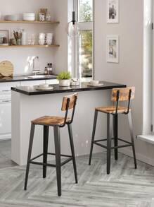 VASAGLE Tabouret Bar Industriel, Lot de 2, Chaise Bar Cuisine,  Cadre en Acier, Montage Facile, Style Industriel, Marron Rustique et Noir - Tabac - Voir 1