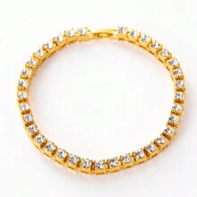 1 قطعة قلادة تنس مرصعة بالراينستون بعرض 3 مم/4 مم/5 مم، بطراز الهيب هوب البسيط، مناسبة للارتداء اليومي، يمكن ارتداؤها من الجنسين