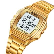 Skmei Men Digital Watch Skmei 2239 Stainless Steel Strap 30 Meters Waterproof Luxury Gold Wristwatch