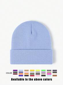 1pc Unisex Solid Color Knitted Hat, Y2K Style Outdoor Warm Beanie, Casual All-Match Winter Ski Cap Suitable For Daily Commute