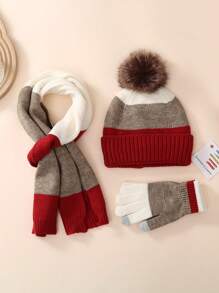 3pcs Kids Warm Set: Knitted Hat, Gloves & Scarf, For Winter - 3PC - View 10