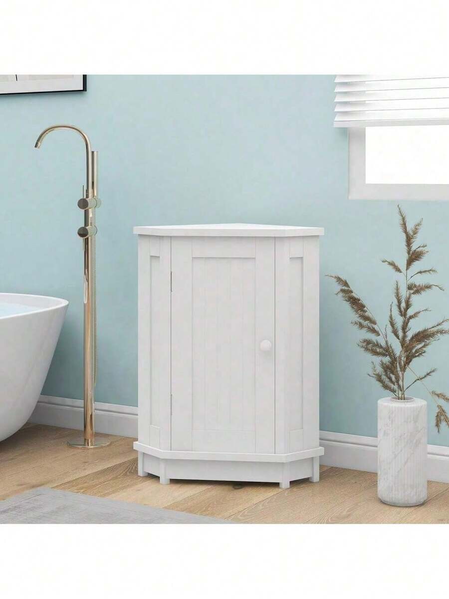 White Bathroom Triangle Corner Storage With Adjustable