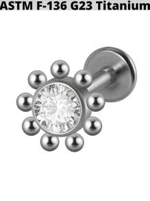 1PC G23 Titanium Opal /Zirconia Sun Flower Lip Studs Cluster Cz Ear Cartilage Tragus Helix Flat Labret Earring Piercing Body Jewelry - Titanium Original Color - View 14