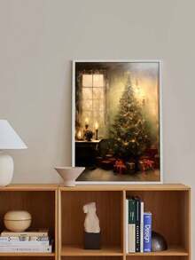 1 bức tranh vải canvas in hình cây thông Noel cổ điển - Trang trí tường không khung cho phòng khách, phòng ngủ, văn phòng tại nhà - Quà tặng hoàn hảo cho ngày lễ - Nhiều màu - Xem 2