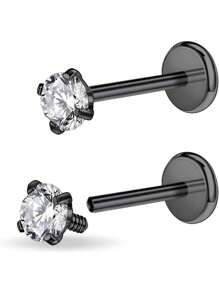 AVYRING 16g Bijou de piercing en acier inoxydable avec filetage interne et strass pour tragus/nez/hélix/conque/méduse/lèvre/labret - boucle d'oreille pour hélix, tragus, cartilage pour femmes et hommes 2-4 pièces