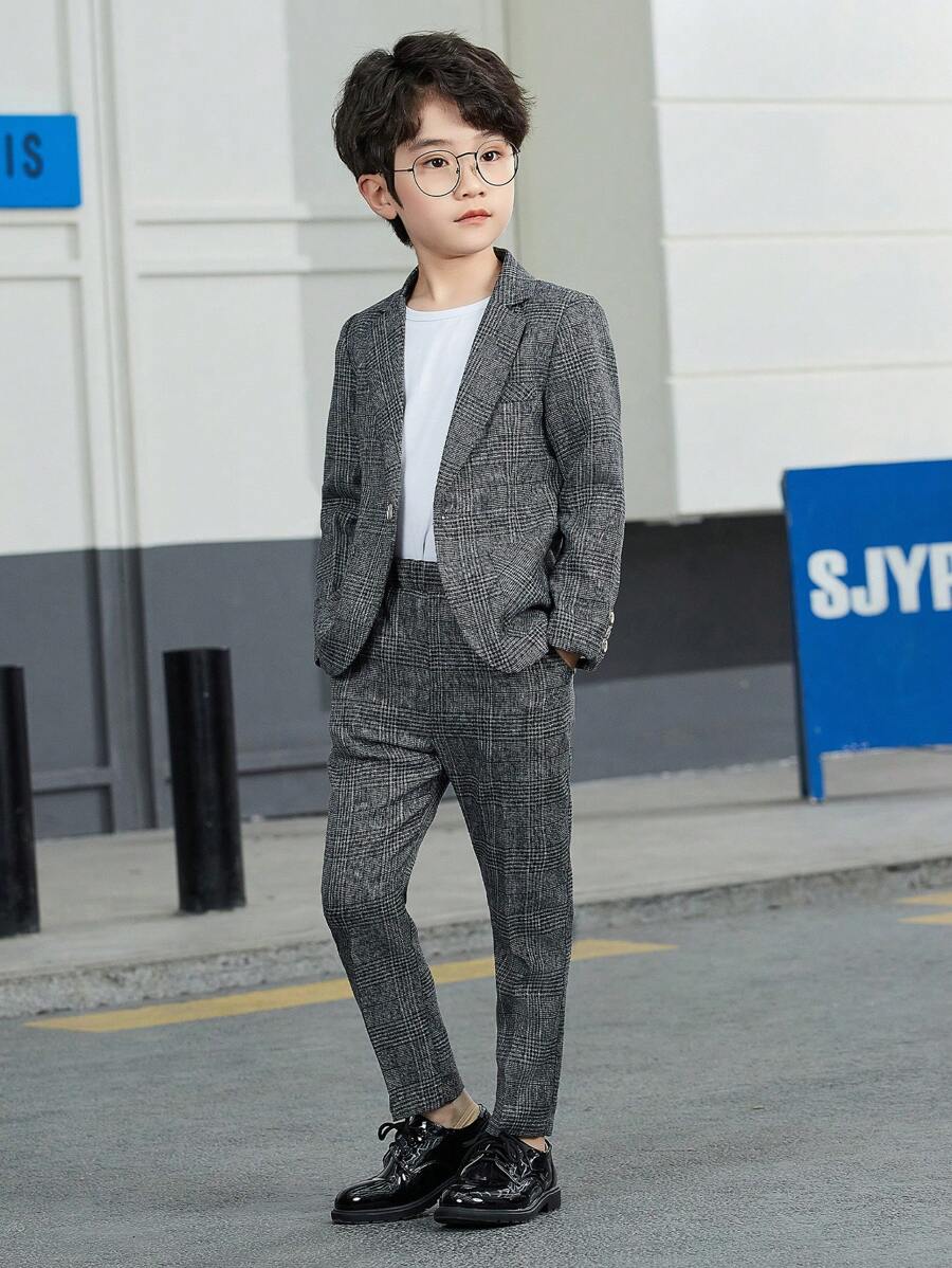 2 Peças Conjunto de Terno Formal para Meninos Jovens: Jaqueta + Calça, Roupa de Formatura, Pageboy de Casamento, Fantasia de Festival Escolar, Outono