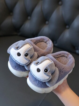 可爱卡通小狗冬季新款儿童毛绒拖鞋室内休闲舒适防滑软底保暖家居拖鞋