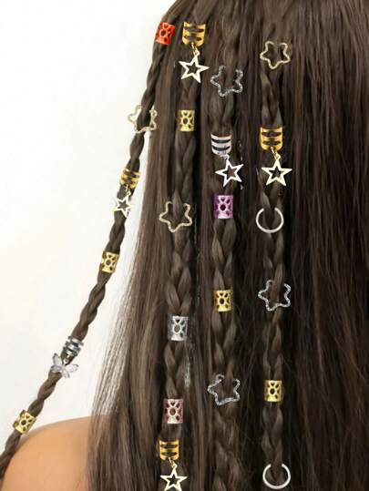 60pcs Kids Small Dreadlock Hair Rings, Personalized Hair Accessories Hip Hop Style For Hair Braiding