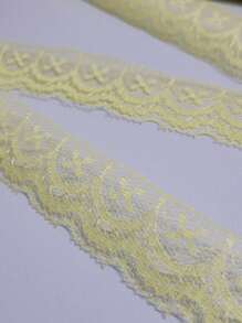 Rigid Lace 20 Meters Crafts And Lingerie Width: 2.5cm Intimate Fashion - Does Not Stretch - Rigid Lace Ribbon - 嬰兒黃 - 查看 4