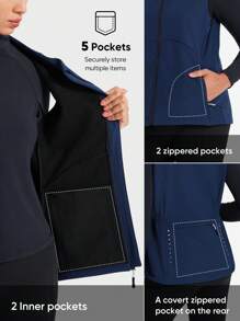 HOTSUIT Women's Outerwear Vests Fleece Women's Lightweight Golf Vest Windproof Sleeveless Jacket With 5 Pockets - Màu xanh lam - Xem 5