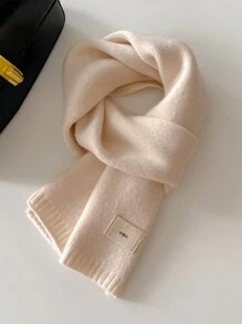 1st 2024 Herfst/Winter Koreaanse Stijl Gebreide Sjaal Voor Vrouwen, Effen Kleur, Warm, Unisex, Dikke Nekwarmer