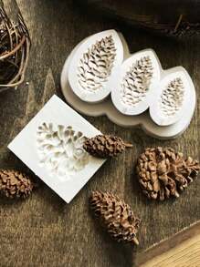 Christmas Fake Pine Cone Fragrance Candle Plaster Silicone Mold, DIY Epoxy Resin, Chocolate, Cake Decorations, Clay Grinding Tool - Light Grey - View 2