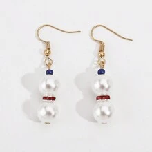 1 对圣诞元素吊坠耳环，适合女性节日佩戴 - 紅色 - 查看 9