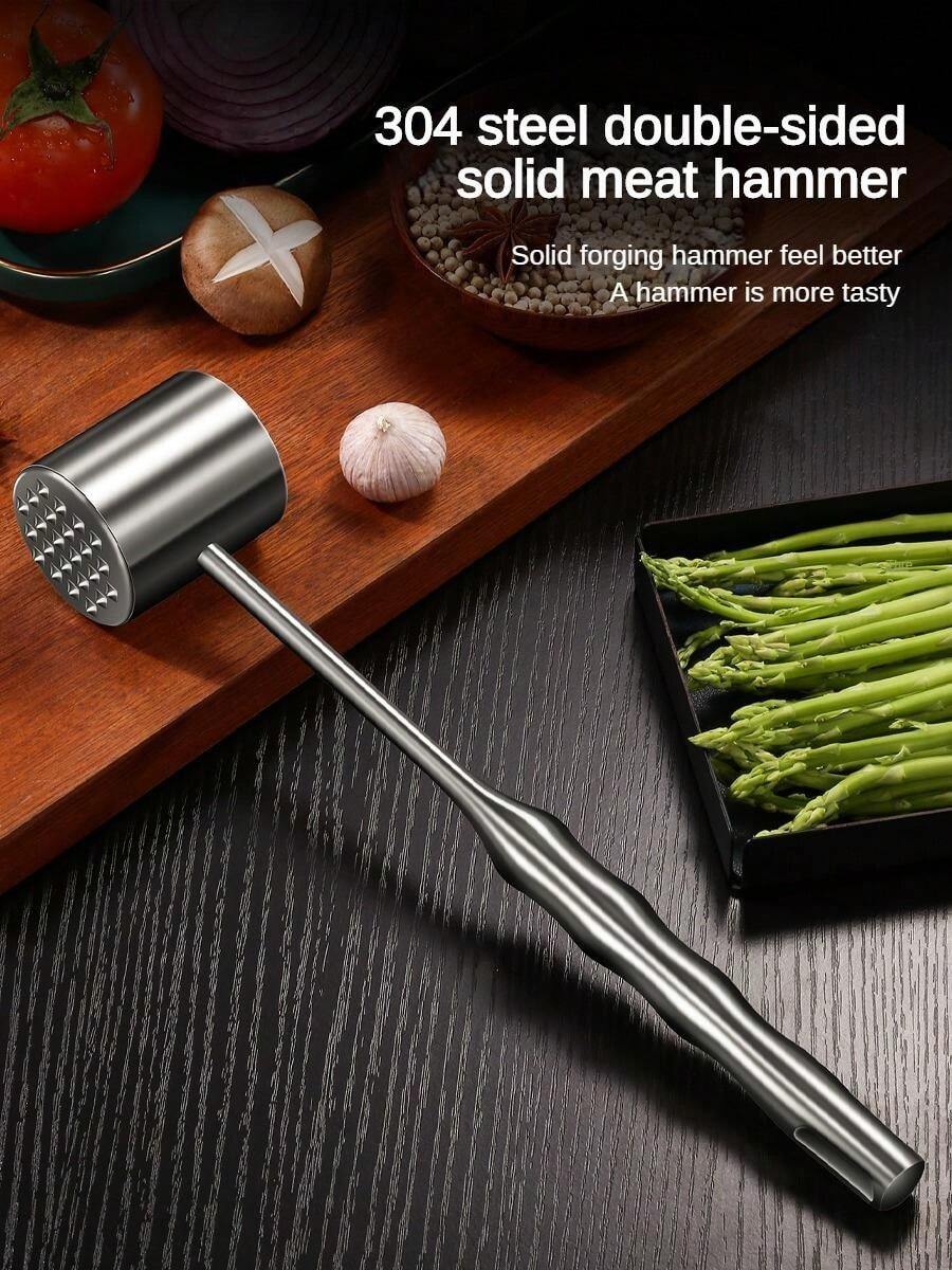 Stainless Steel 304 Meat Tenderizer Mallet Tool, For Pounding Steak