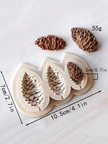 Christmas Fake Pine Cone Fragrance Candle Plaster Silicone Mold, DIY Epoxy Resin, Chocolate, Cake Decorations, Clay Grinding Tool - Light Grey - View 4