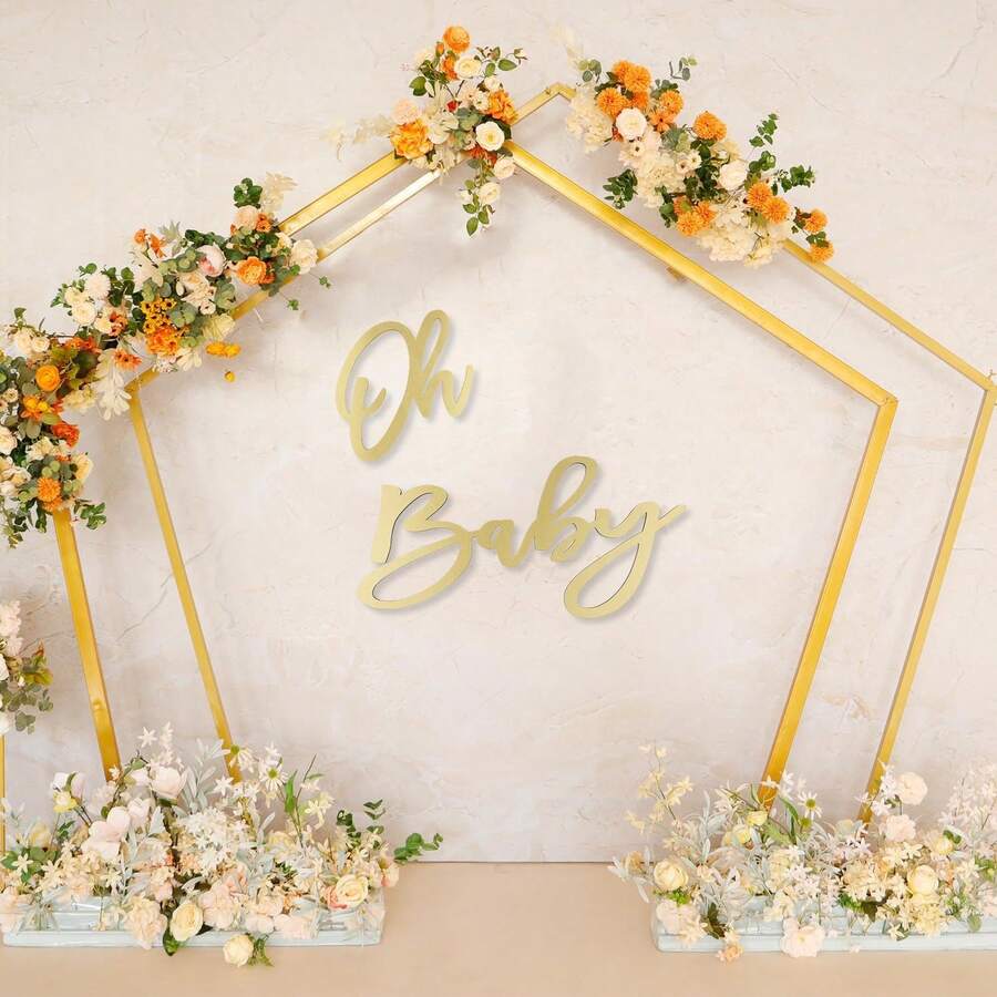 1 件空心木质背景、派对装饰道具、生日派对装饰、性别揭示横幅 - 杏色 - 查看 1