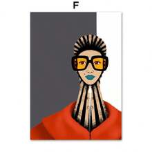 1 件抽象简约墙面艺术帆布印刷画女孩花朵自行车海报现代插画画适用于客厅装饰无框架 - 多色 - 查看 35