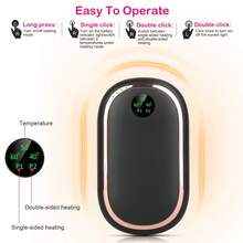 Rechargeable Hand Warmer Electric Hand Heater Portable Reusable Pocket Warmer Power Bank With Digital Display Sunset Light 3 Levels Double-Sided Heating - màu đen - Xem 5