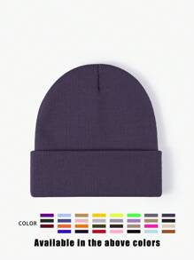 1pc Unisex Solid Color Knitted Hat, Y2K Style Outdoor Warm Beanie, Casual All-Match Winter Ski Cap Suitable For Daily Commute