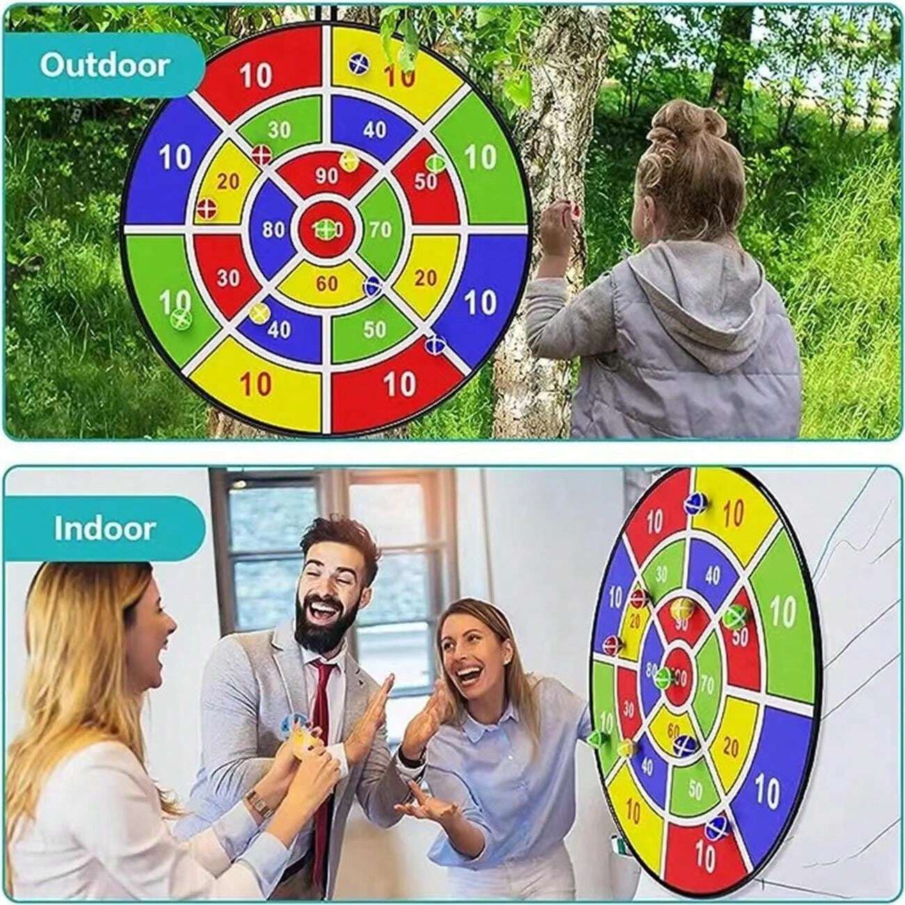 12pcs Sticky Ball & Dartboard Set, Indoor/Outdoor Toy For ParentChild