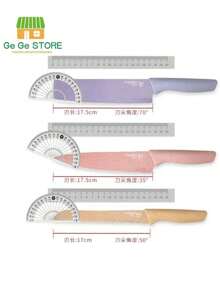GEGE MX Marketplace  Juego de 6 cuchillos de cocina coloridos, juego de cuchillos de colores con revestimiento antiadherente, juego de cuchillos en caja de chef para cocinar, camping, viajes, picnic, barbacoa y RV, Juego de cuchillos profesionales con tonos pasteles. ER-0278