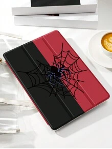 1pc Spider & Spider Web Pattern Flat Tablet Protective Case, Anti-Drop, Pencil Slot, Sleep/Wake Up Support, Compatible With Samsung, And IPad - Multicolor - View 5