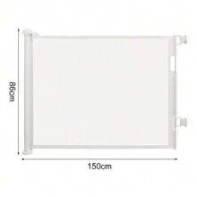 Barrera de seguridad retráctil para bebés y perros, 150x86 cm - regulable, extensible y enrollable - con cierre automático