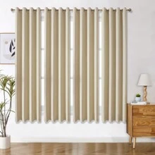 Panouri de perdele negre cu ochiuri, disponibile în opțiuni de 4/2/1 panouri, dimensiuni multiple, țesătură în 3 straturi de înaltă calitate, izolare termică și umbrire solară, potrivite pentru dormitor, sufragerie, sufragerie, bucătărie, dulap, culoare bej