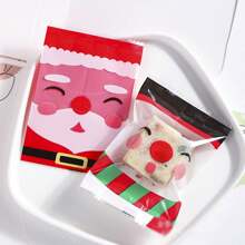 100pcs Assorted Christmas Snowflake Cookies, Nut Brittle, Fudge Packaging Bags, Transparent Baking Small Pouches Christmas Christmas Decorations Christmas Pajamas Christmas Gifts Christmas Decor