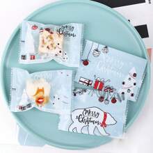 100pcs Assorted Christmas Snowflake Cookies, Nut Brittle, Fudge Packaging Bags, Transparent Baking Small Pouches Christmas Christmas Decorations Christmas Pajamas Christmas Gifts Christmas Decor