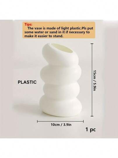 1pc Moderne Spiral Vase Wit Plastic Cylindrical Flower Vase, Living Room, Bedroom, Kitchen Nordic Aesthetic Creative Home Office Room Glass view 5