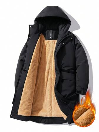 男士加大码长袖加厚中长款冬季羽绒服