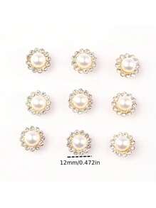 50pcs/Pack Sunflower Rhinestone Round Pearl Sewing Buttons, DIY Clothing, Bags, Hats Decoration
