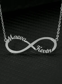 1pc Gold Silver Rose Gold Custom Double Heart Double Name Unlimited Necklace Stainless Steel Custom Necklace Pendant Personalized Choker Jewelry Birthday Gift For Best Friend Engagement Wedding Gift Jewelry Gift Valentines - Multicolor - View 13