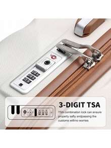 28" Large Suitcase With 4 Wheels Lightweight ABS+PC Hard Shell Luggage Durable Check In Hold Suitcase With TSA Lock(Cream, 74cm) - White - View 4
