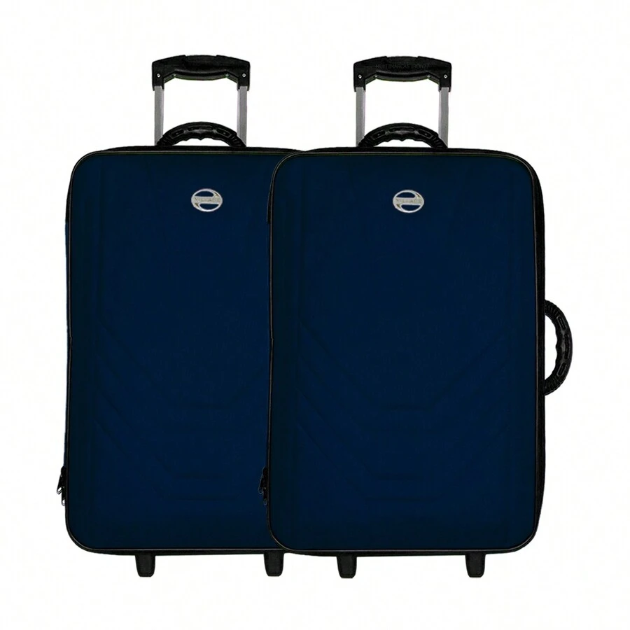 KIT 2 SPACIOUS UNISEX VILLAGE TRAVEL SUITCASE ADJUSTABLE RETRACTABLE HANDLE LARGE L+L 30 KG - 藏蓝色 - 查看 1